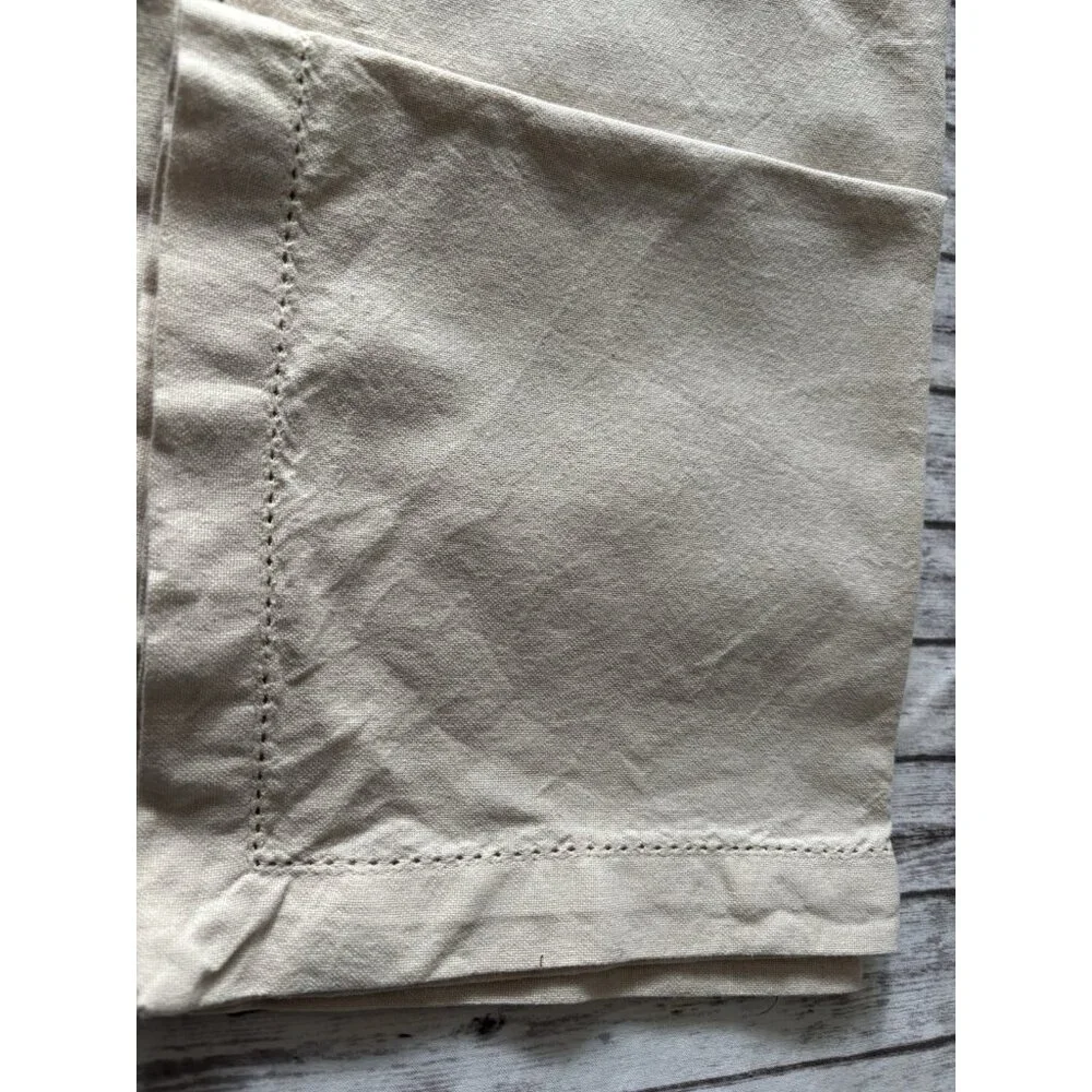 Set of 4 Pottery Barn 100% Linen Square Napkins Oatmeal Beige 18